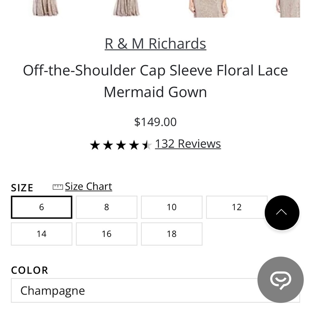 R&M Richards Off-the-Shoulder Cap Sleeve Floral Lace Mermaid Gown - Picture 4 of 6